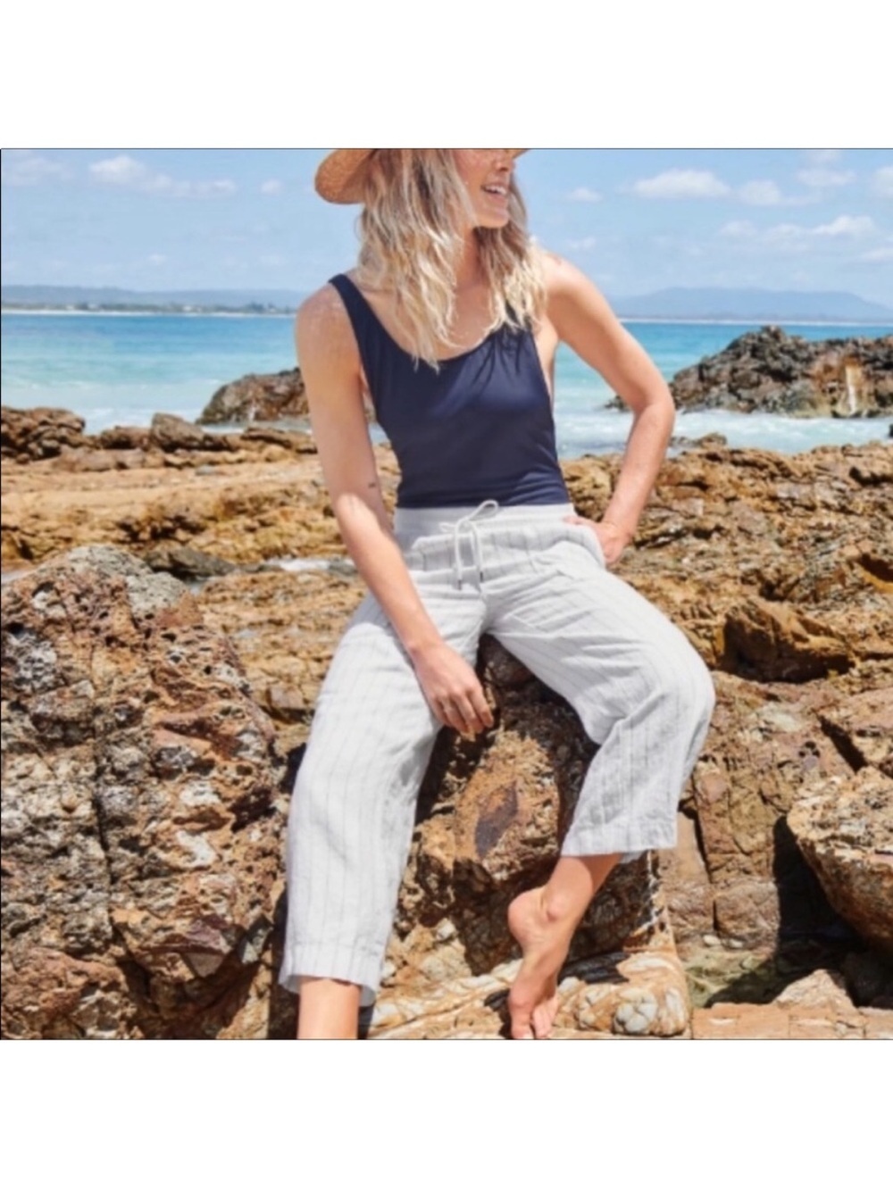 ATHLETA BALI CROP LINEN PANTS SIZE 2